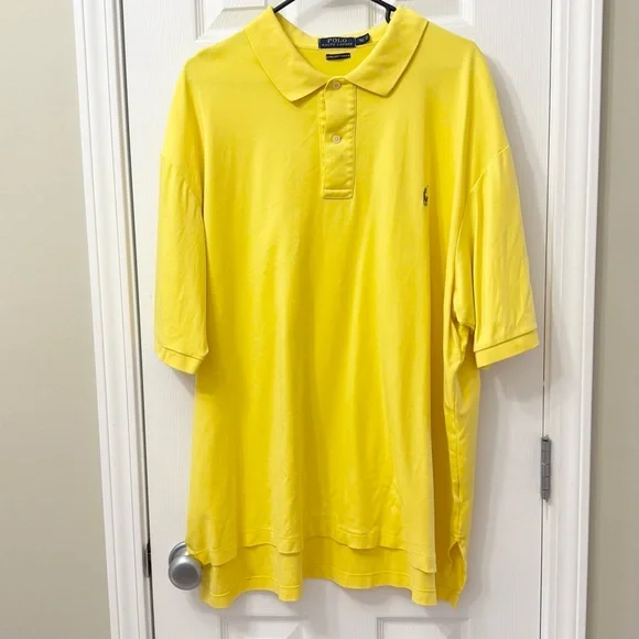 Polo by Ralph Lauren Men's 2XLT Bright Yellow Polo Shirt - Picture 2 of 8